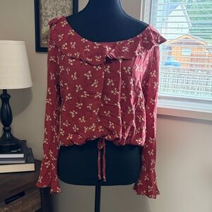 American Eagle Outfitters Red Floral Blouse
